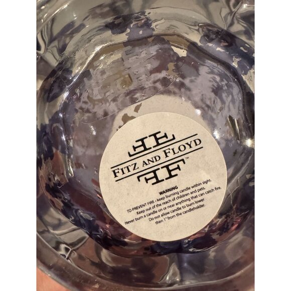 Fitz and Floyd Glass Candle Holder Periwinkle Fleck Small Votive Tea Light Decor - Picture 4 of 8